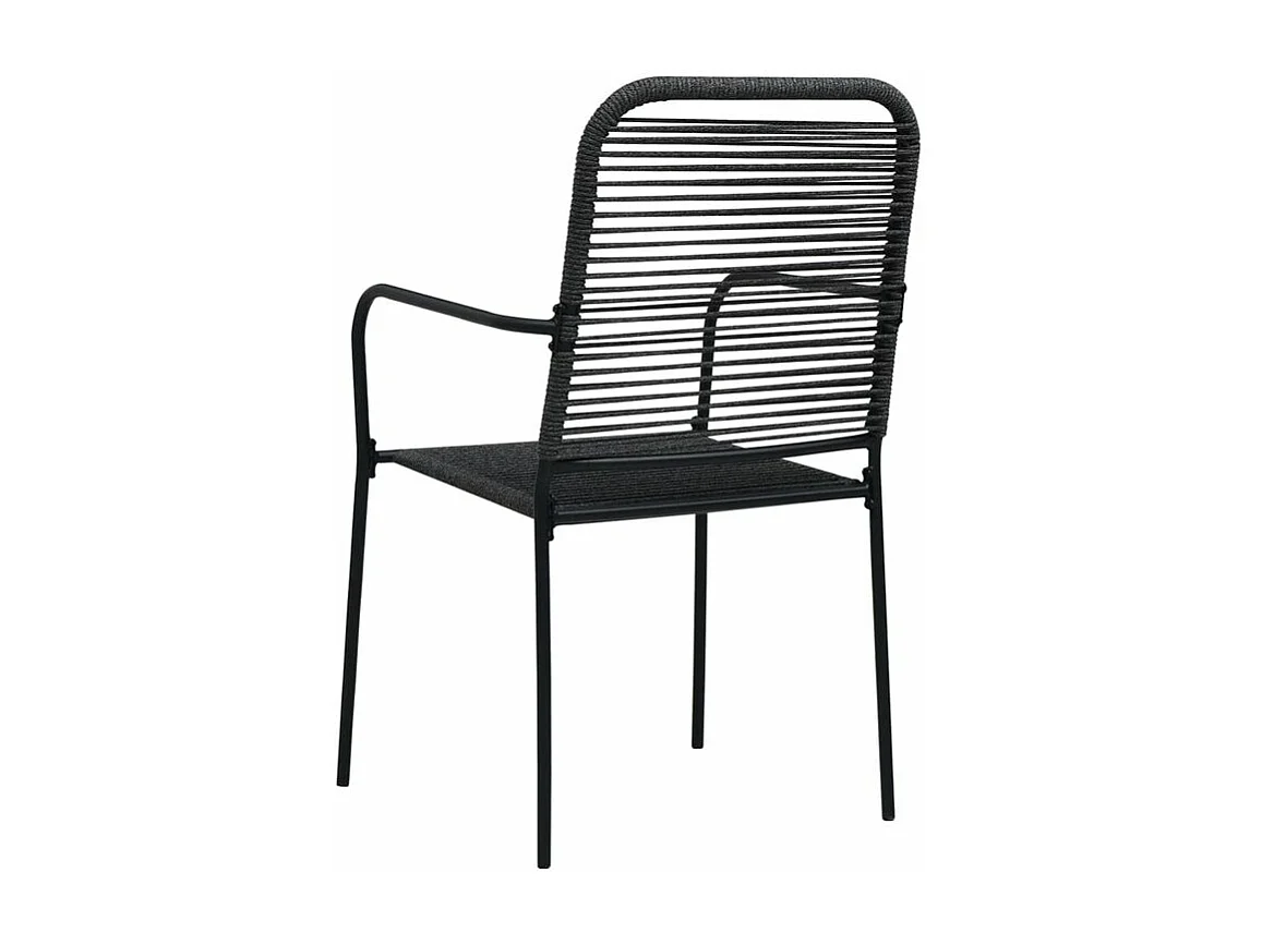 Mobilier à dîner d'extérieur 9 pcs Corde en coton et acier Noir