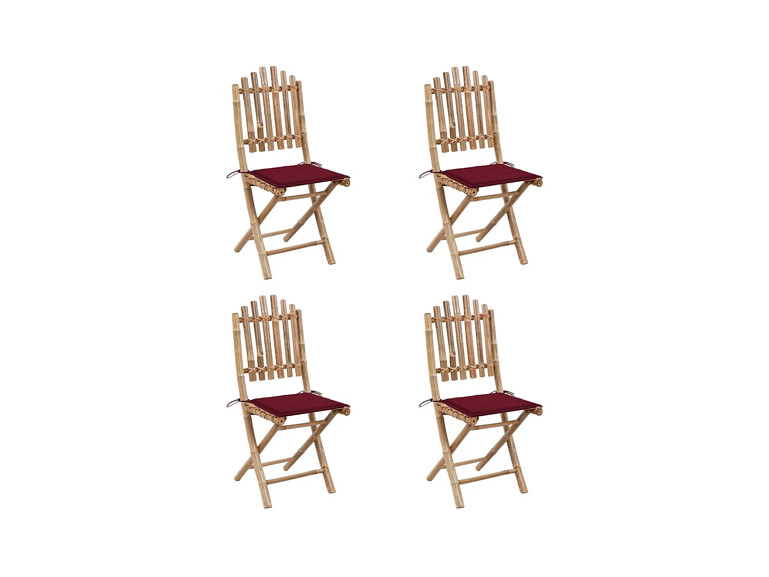 Mobilier à dîner d'extérieur pliable 5 pcs avec coussins Bambou 17