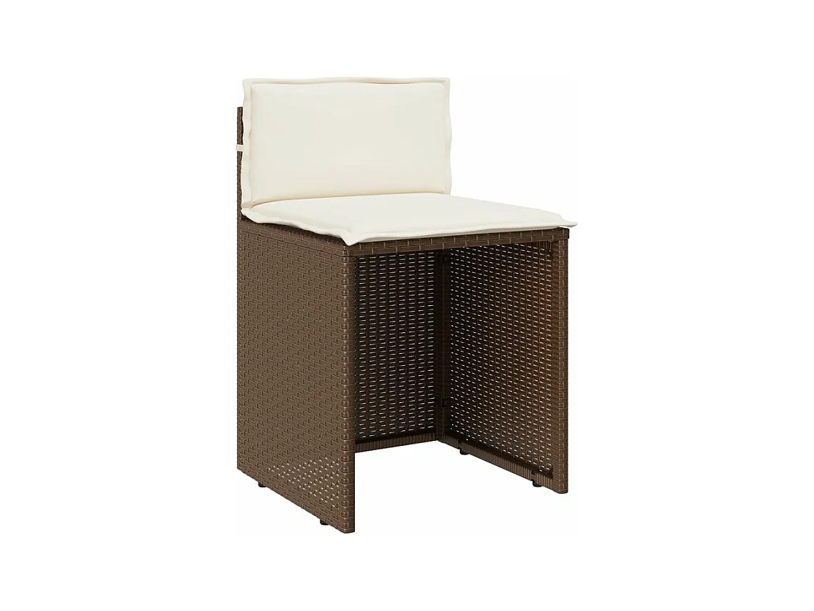 Ensemble de bistro 3 pcs avec coussins marron résine tressée