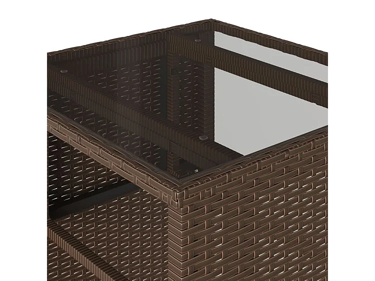 Ensemble de bistro 3 pcs avec coussins marron résine tressée