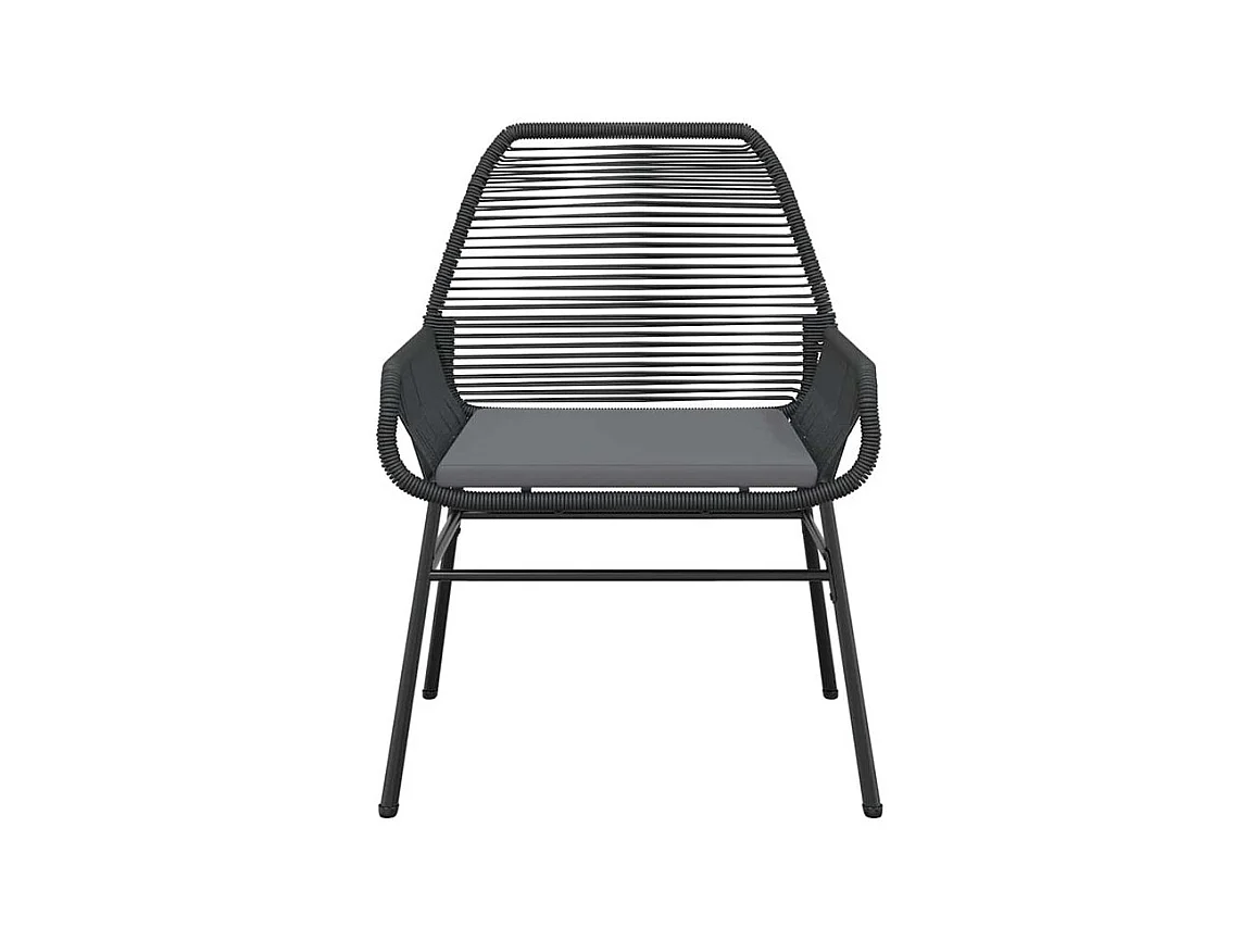 Ensemble à manger de jardin coussins 9pcs noir poly rotin verre