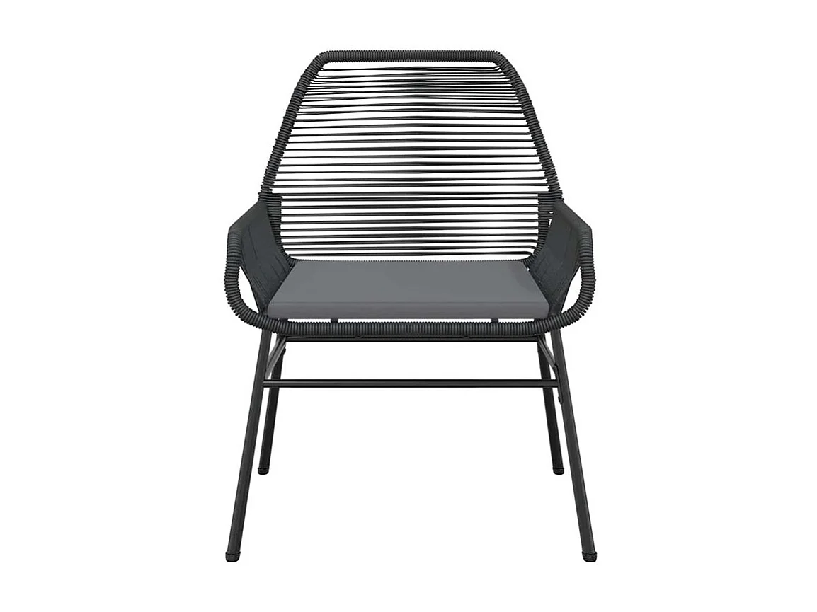 Ensemble à manger de jardin coussins 9pcs noir poly rotin verre