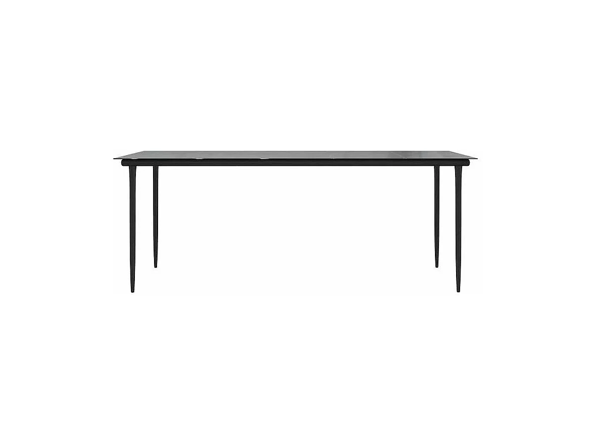 Ensemble à manger de jardin coussins 9pcs noir poly rotin verre