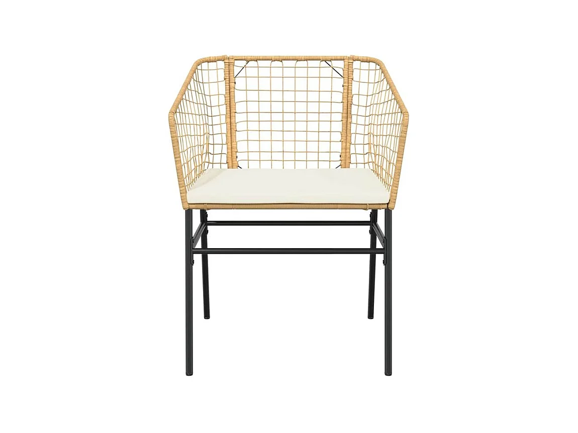 Ensemble à manger jardin coussins 5pcs marron poly rotin verre