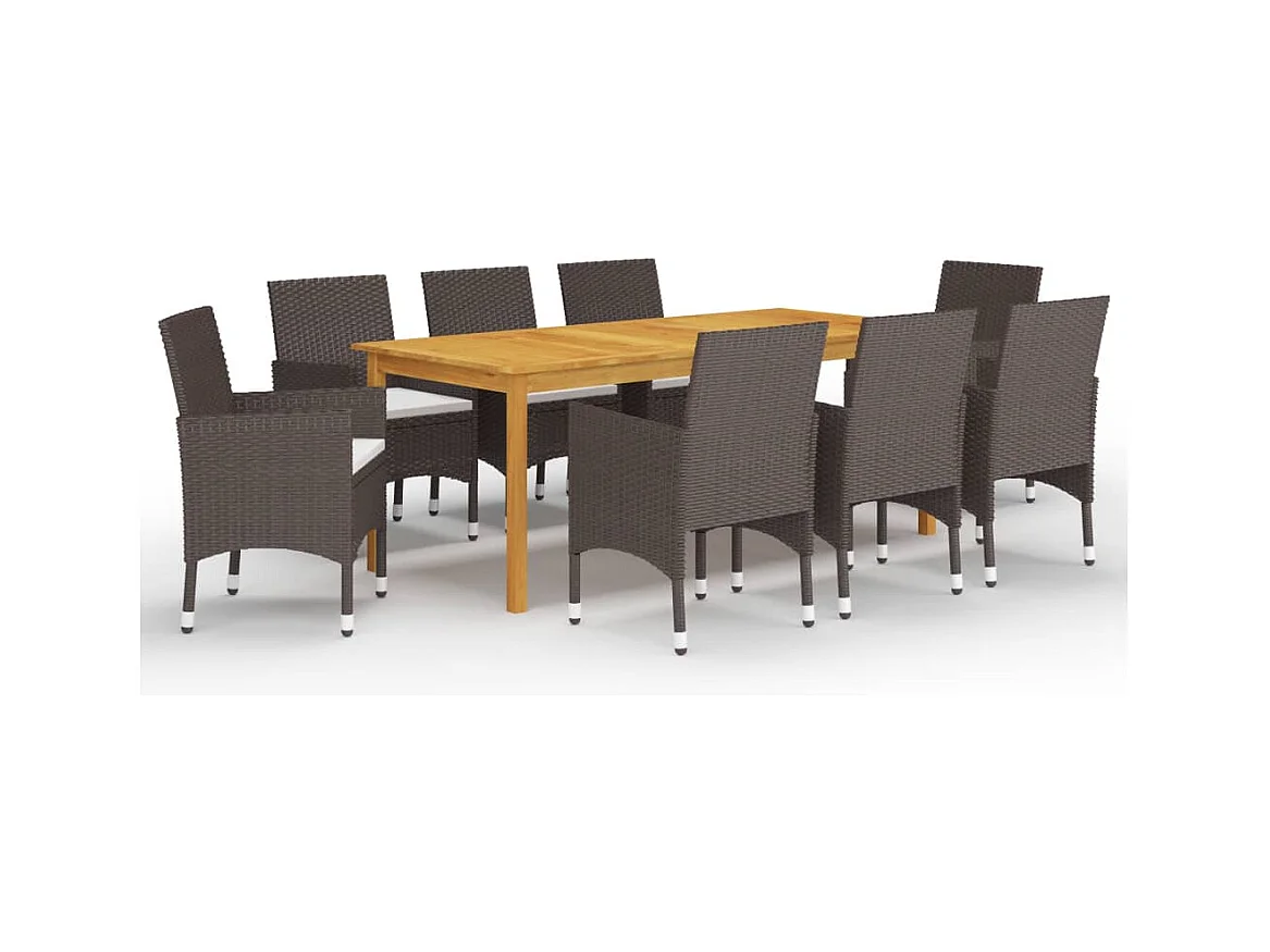 Ensemble de salle à manger de jardin 9 pcs Marron 8