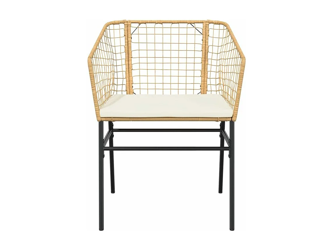 Ensemble à manger jardin coussins 3pcs marron poly rotin verre