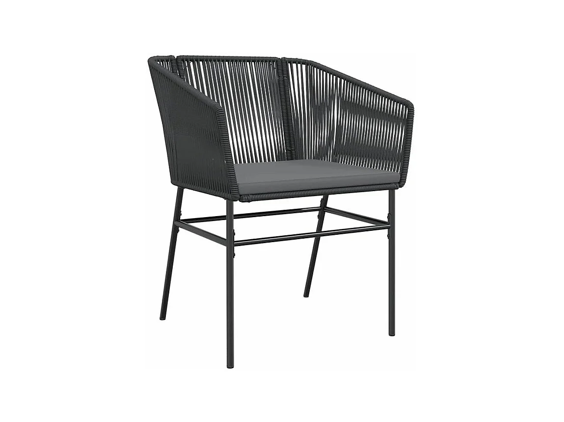 Ensemble à manger de jardin et coussins 5 pcs noir rotin verre