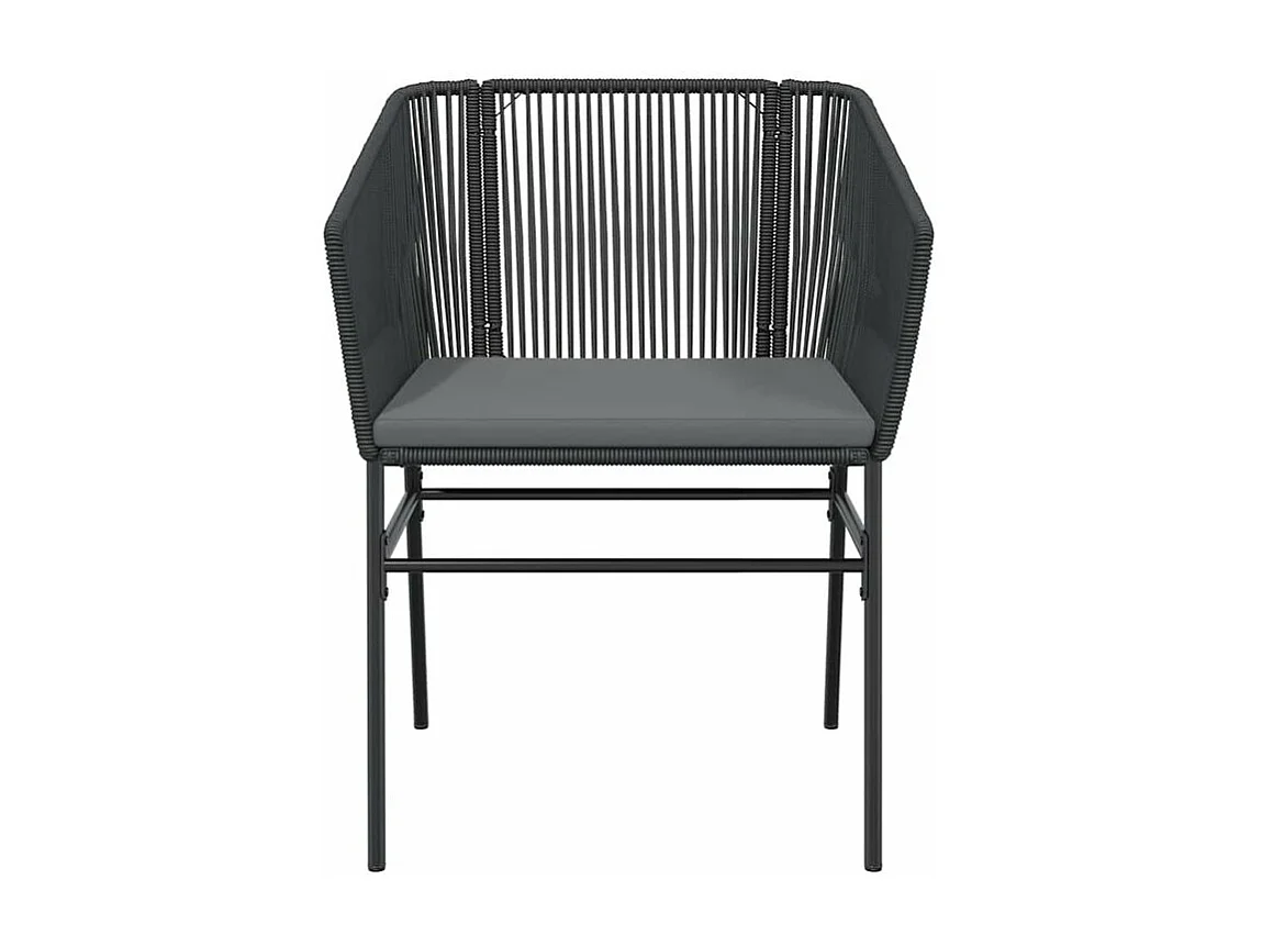 Ensemble à manger de jardin et coussins 3 pcs noir rotin verre