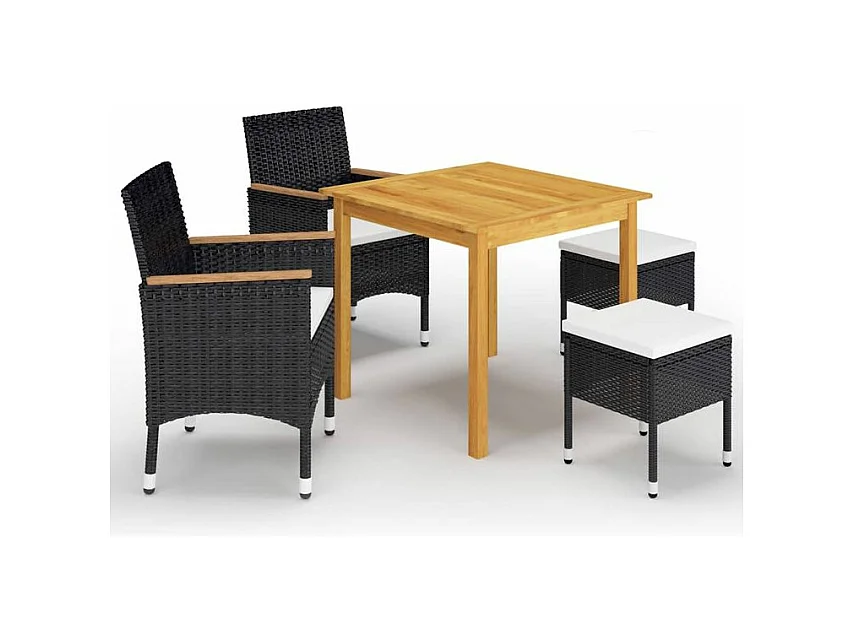 Ensemble de salle à manger de jardin 5 pcs Noir