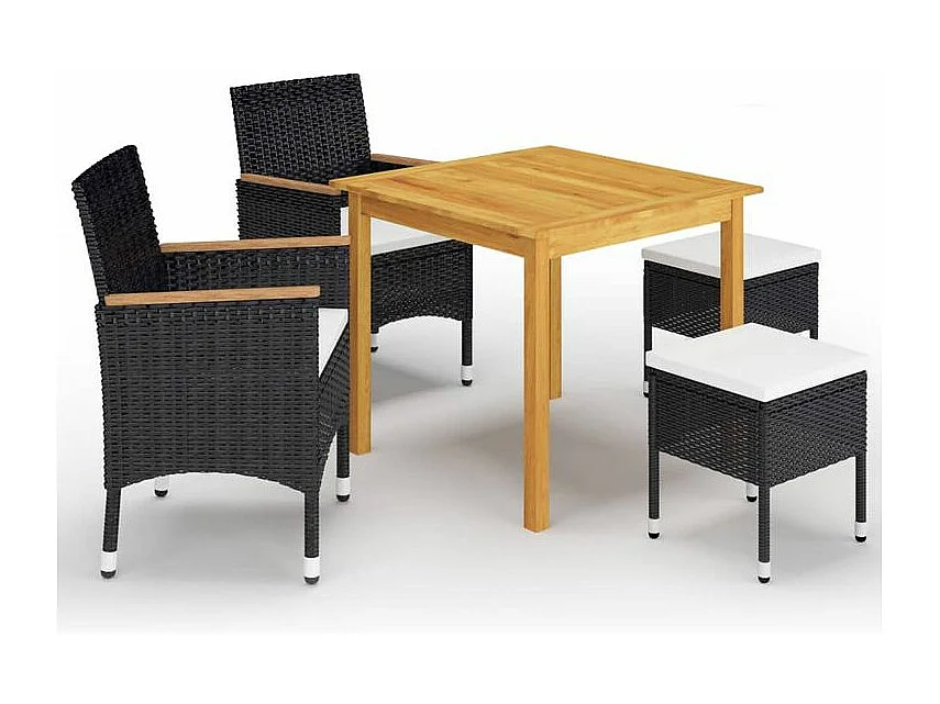 Ensemble de salle à manger de jardin 5 pcs Noir