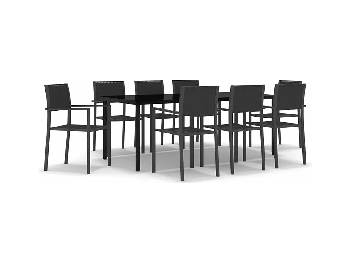 Ensemble de salle à manger de jardin 9 pcs Noir 20