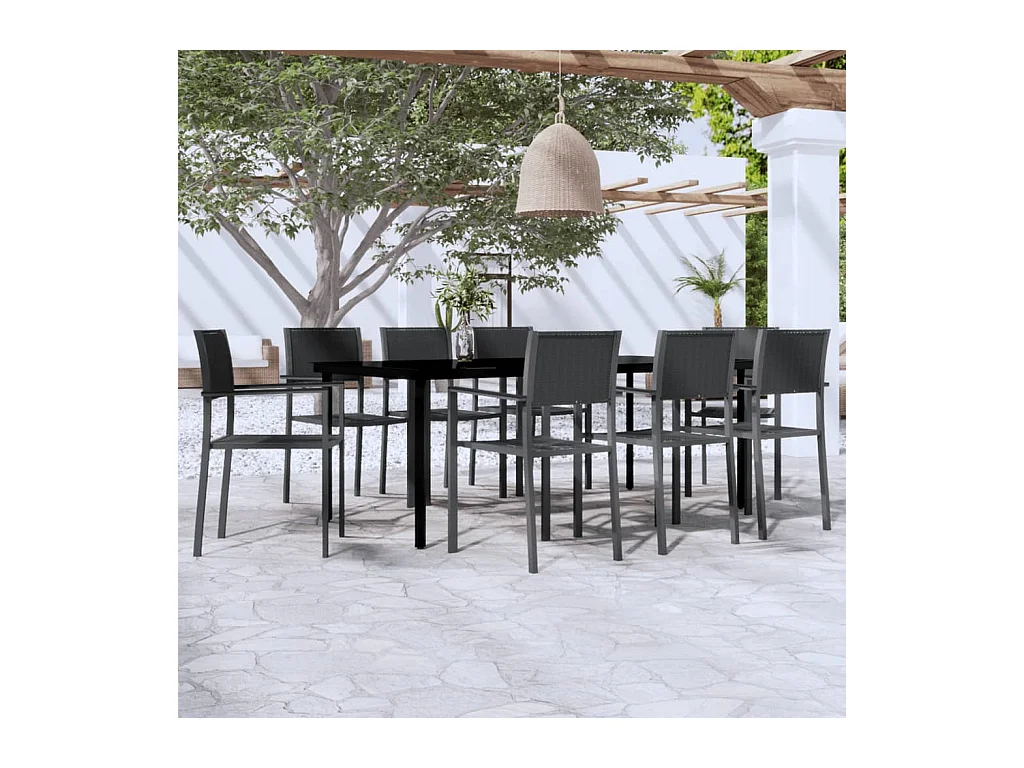 Ensemble de salle à manger de jardin 9 pcs Noir 20
