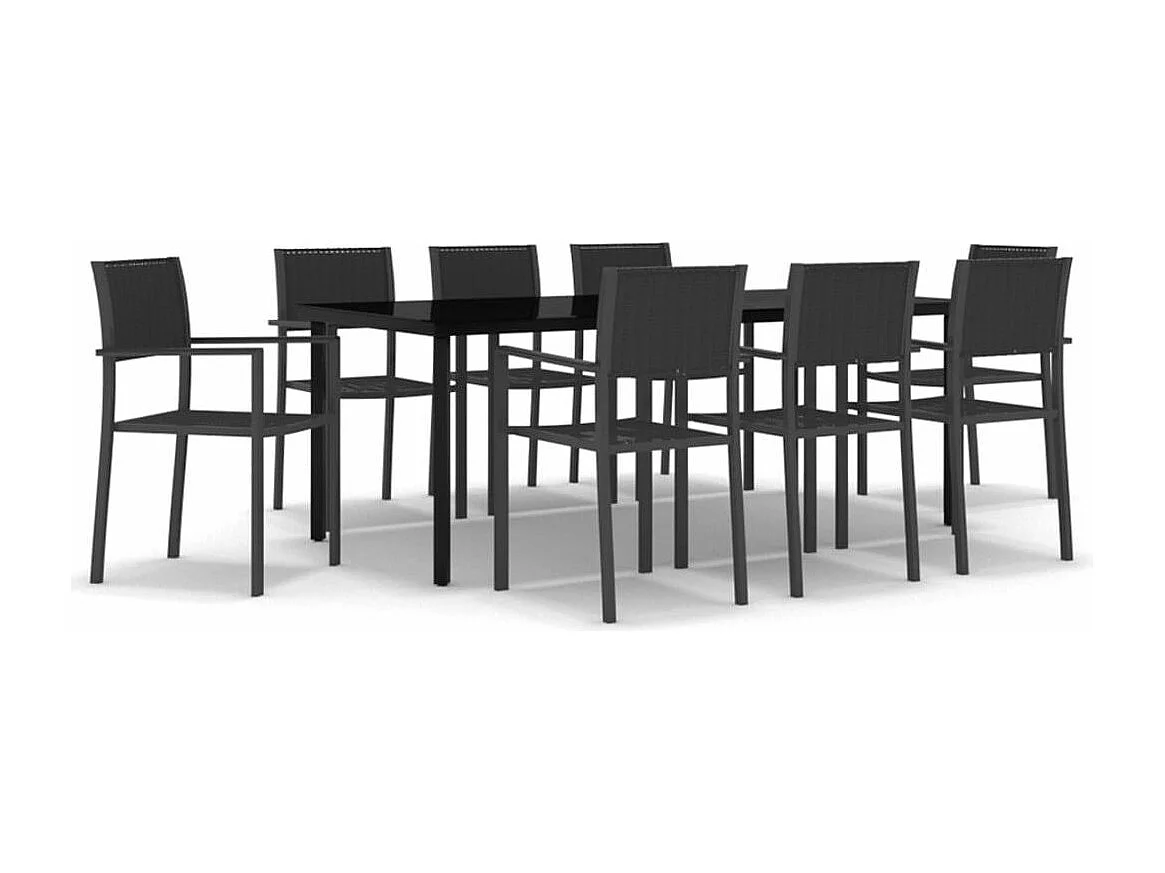 Ensemble de salle à manger de jardin 9 pcs Noir 20