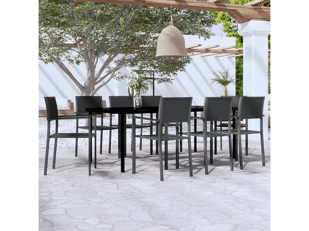 Ensemble de salle à manger de jardin 9 pcs Noir 20