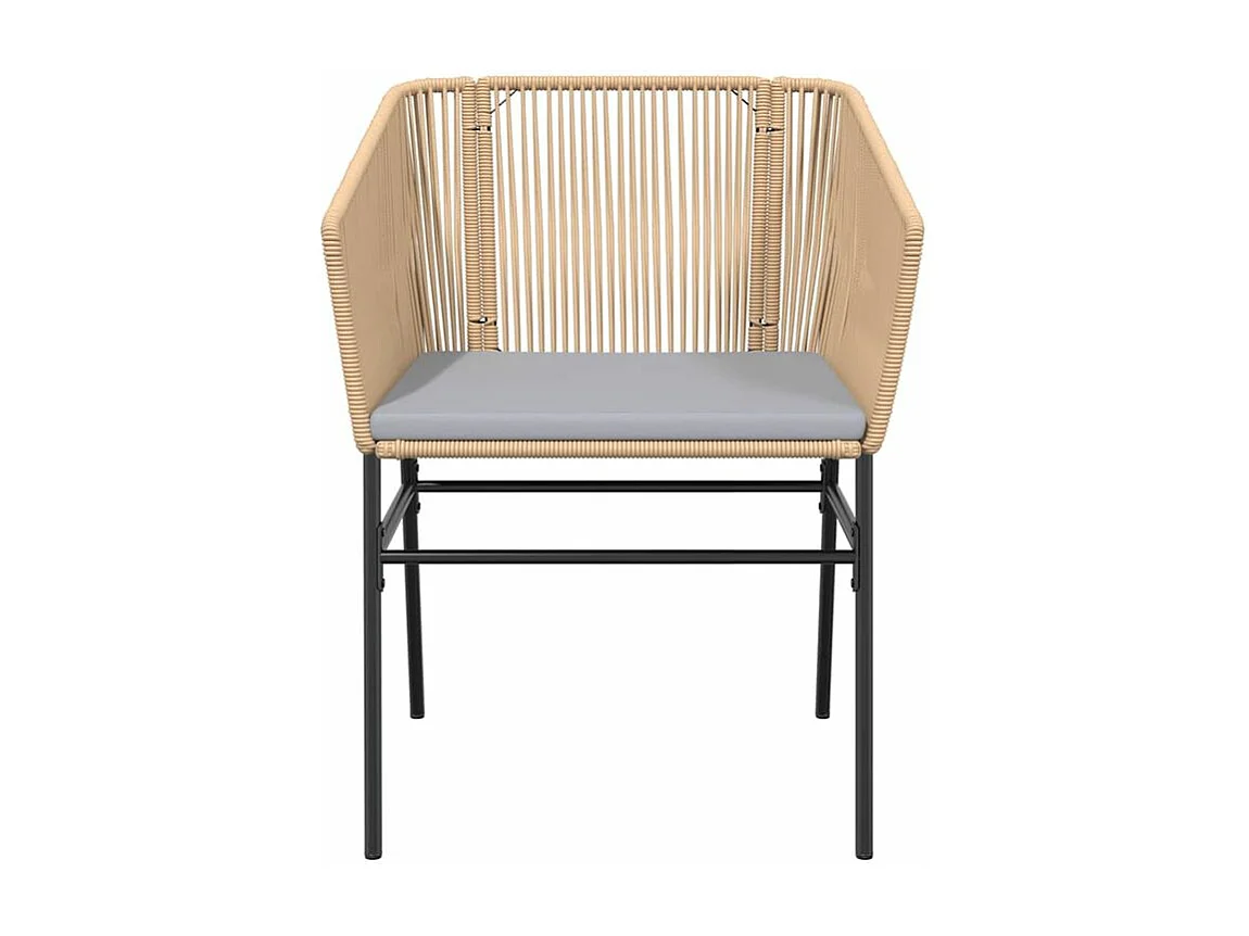 Ensemble à manger jardin coussins 5pcs marron poly rotin verre