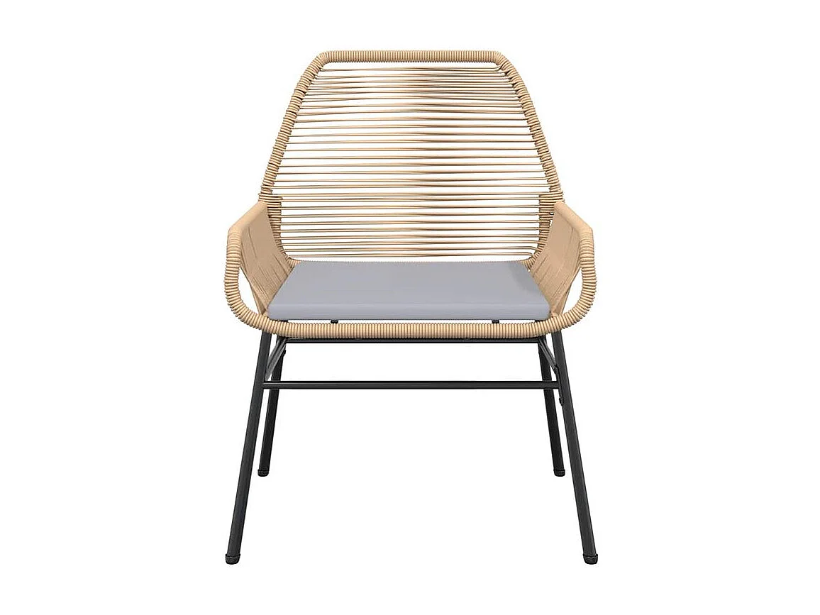 Ensemble à manger jardin coussins 9pcs marron poly rotin verre