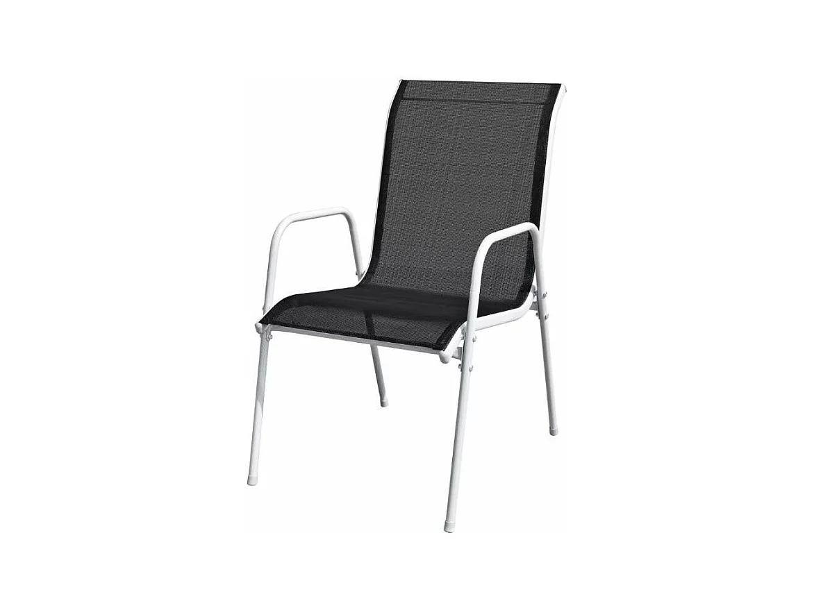 Table rectangulaire et 8 chaises de jardin métal gris et noir Bachra