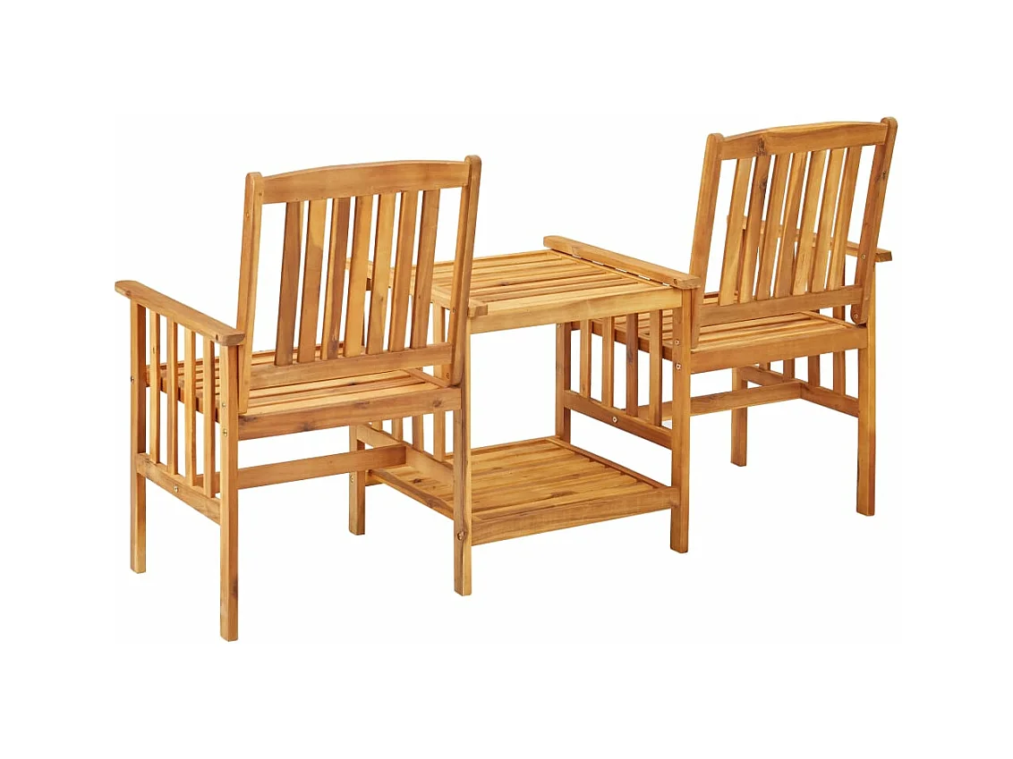 Chaises de jardin avec table à thé et coussins Acacia solide 18
