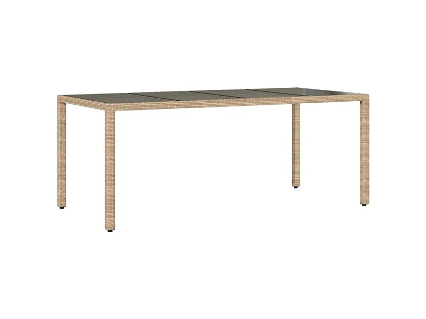 Ensemble à manger de jardin et coussins 7 pcs beige rotin verre