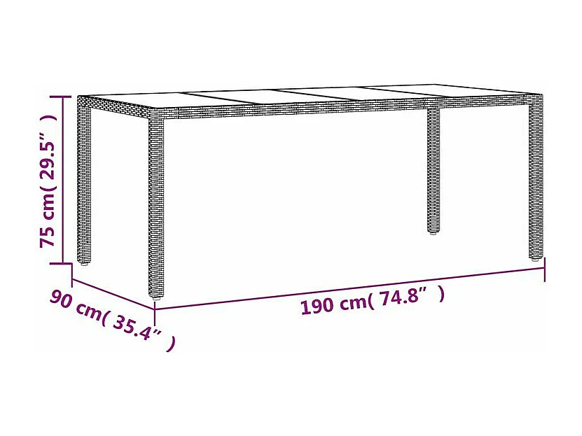 Ensemble à manger de jardin et coussins 7 pcs beige rotin verre