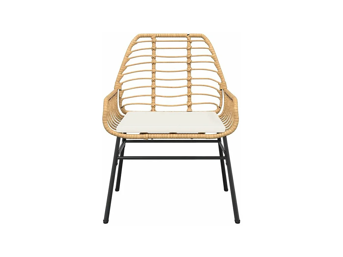 Ensemble à manger jardin coussins 5pcs marron poly rotin verre