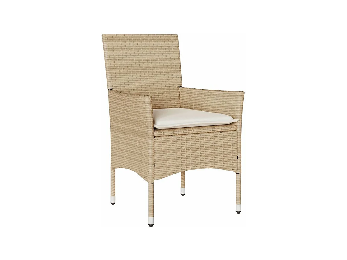 Ensemble à manger de jardin et coussins 9 pcs beige rotin verre