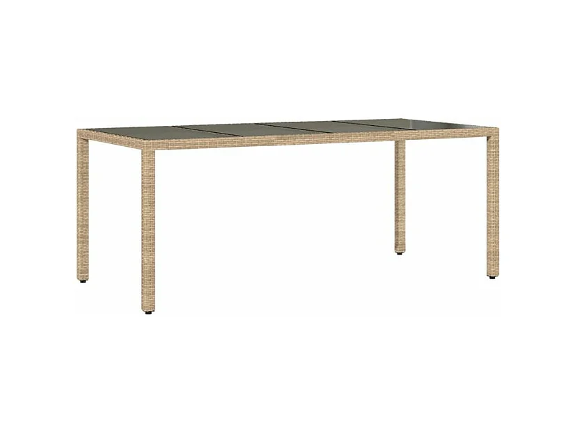 Ensemble à manger de jardin et coussins 9 pcs beige rotin verre