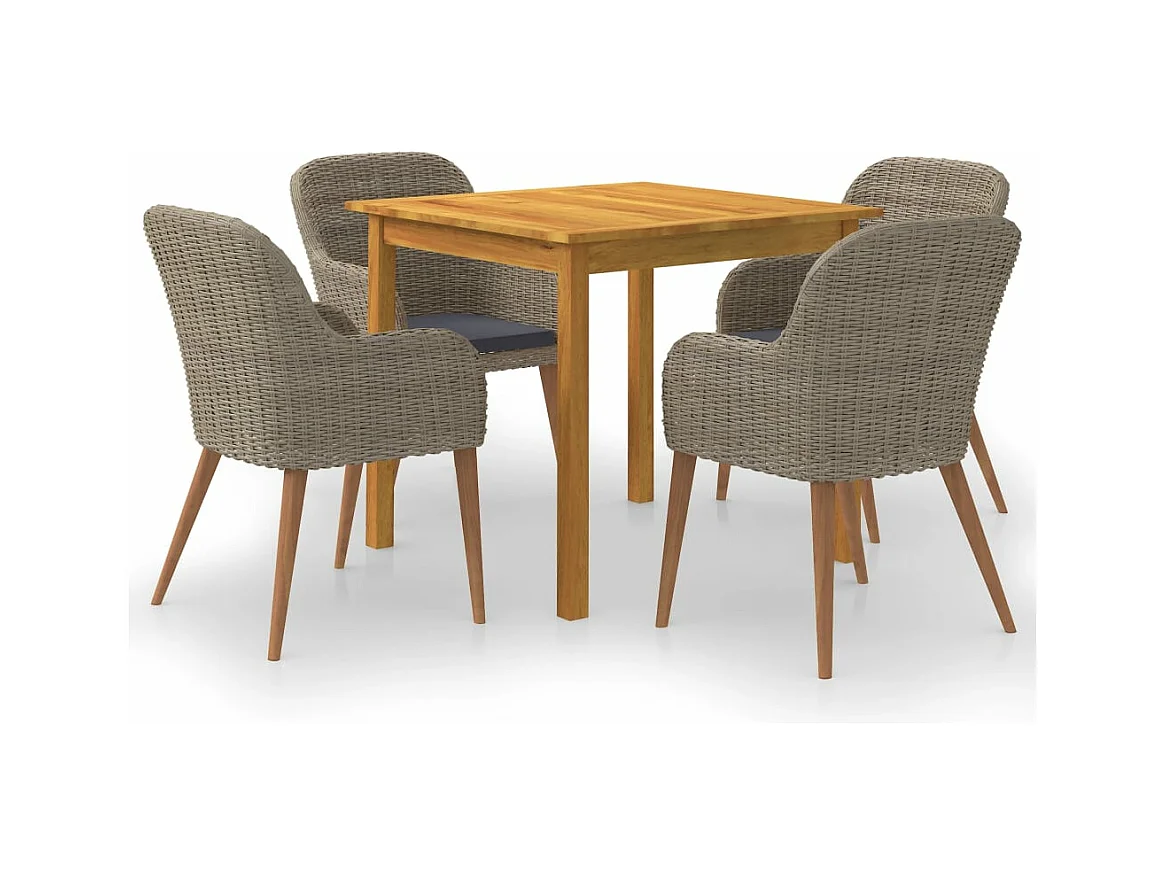 Ensemble de salle à manger de jardin 5 pcs Marron 19