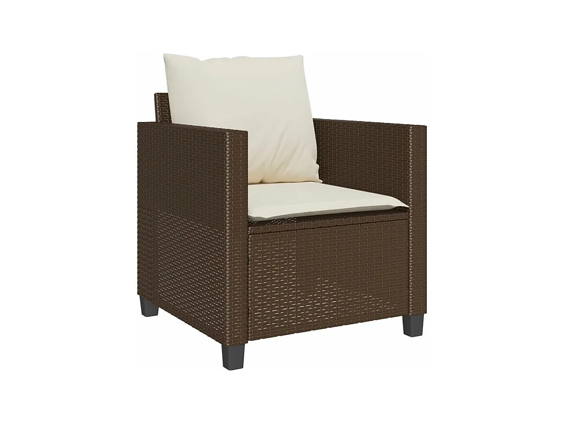 Ensemble de bistro 3 pcs avec coussins marron résine tressée