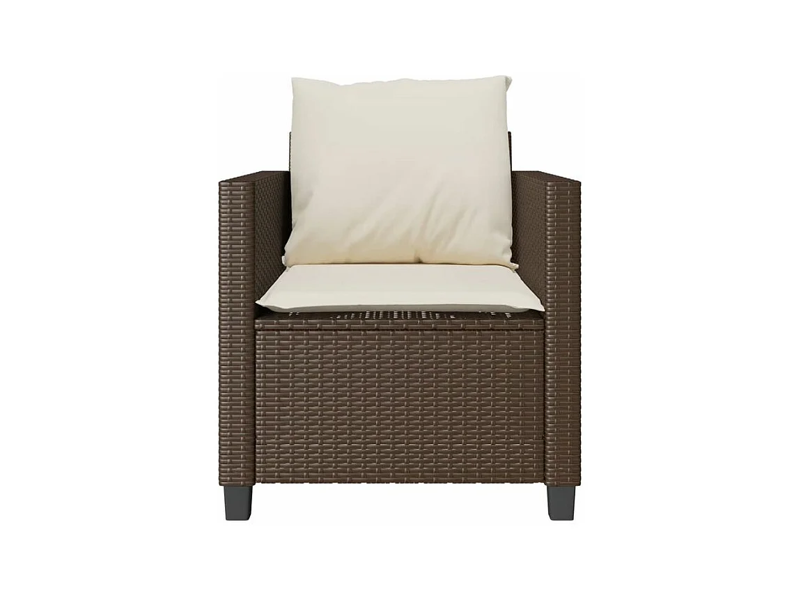 Ensemble de bistro 3 pcs avec coussins marron résine tressée