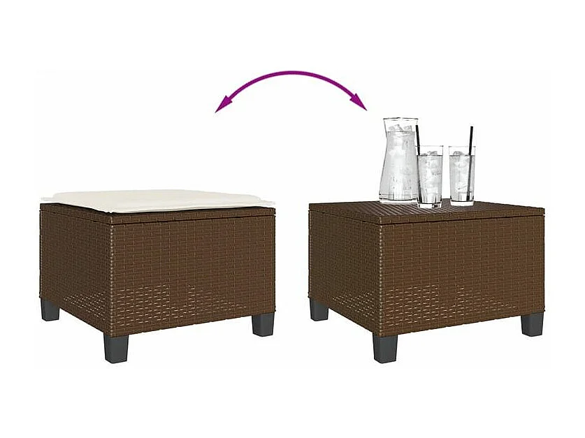 Ensemble de bistro 3 pcs avec coussins marron résine tressée