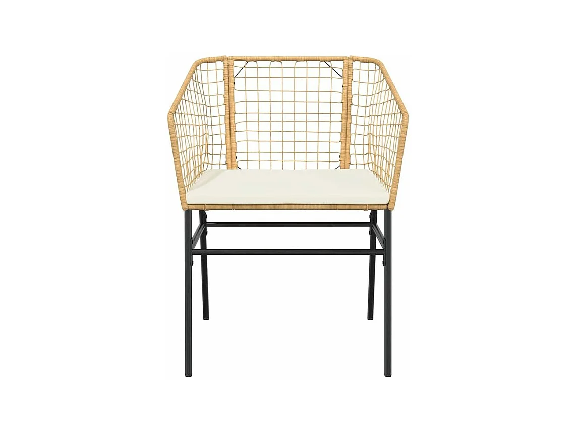 Ensemble à manger jardin coussins 7pcs marron poly rotin verre