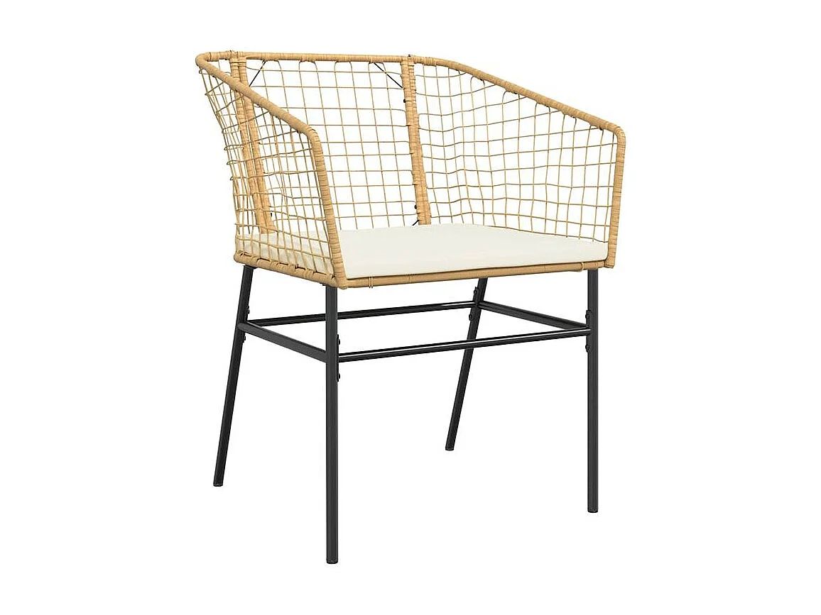 Ensemble à manger jardin coussins 7pcs marron poly rotin verre