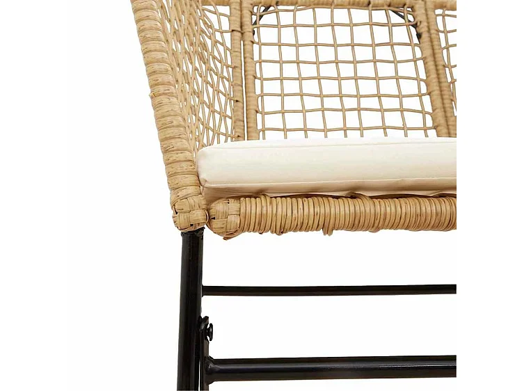 Ensemble à manger jardin coussins 7pcs marron poly rotin verre