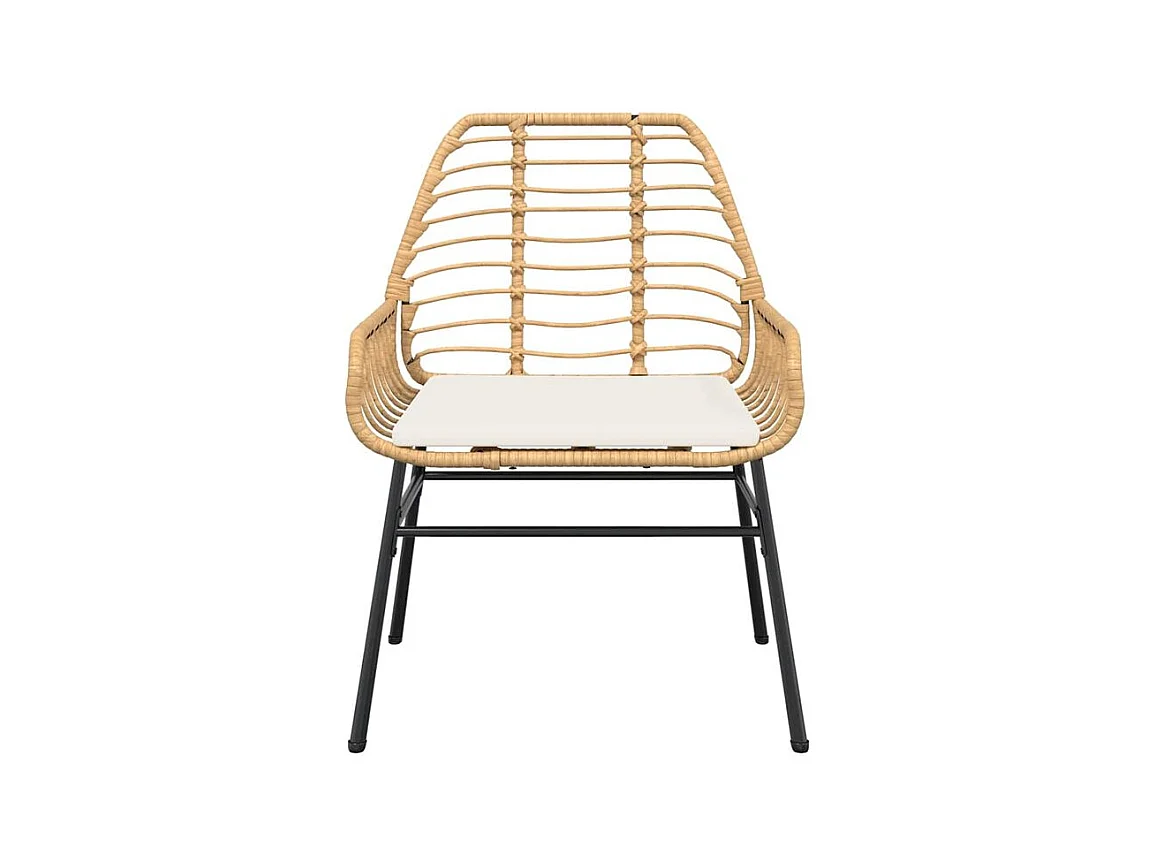 Ensemble à manger jardin coussins 3pcs marron poly rotin verre