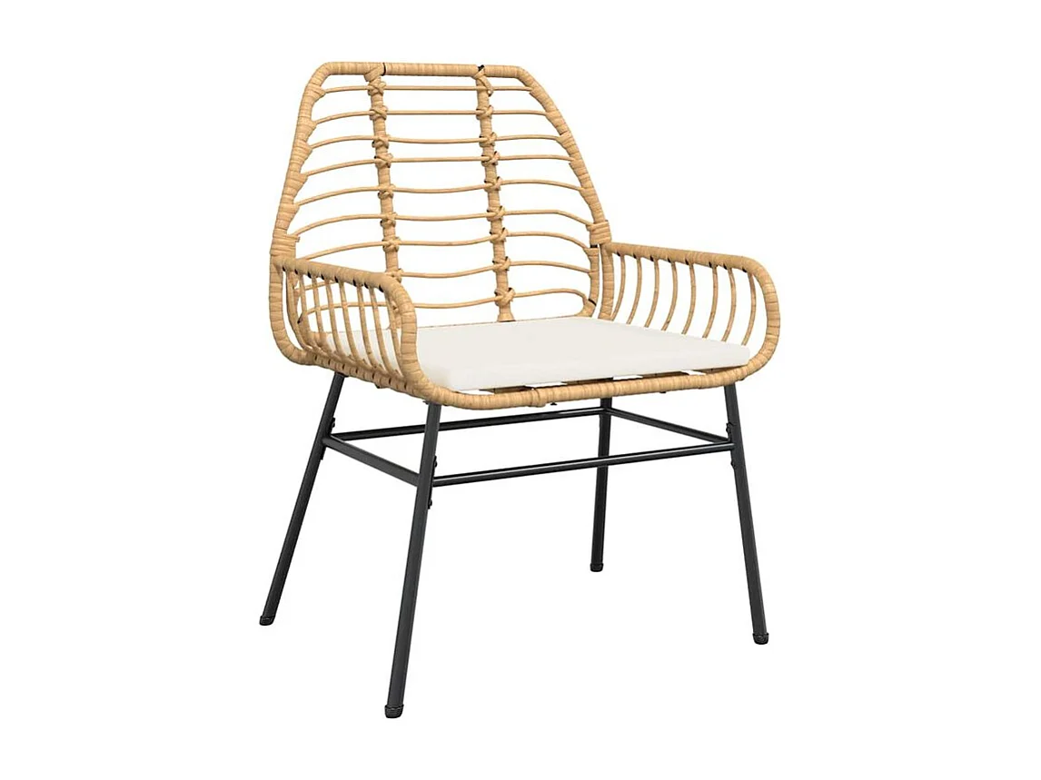 Ensemble à manger jardin coussins 3pcs marron poly rotin verre