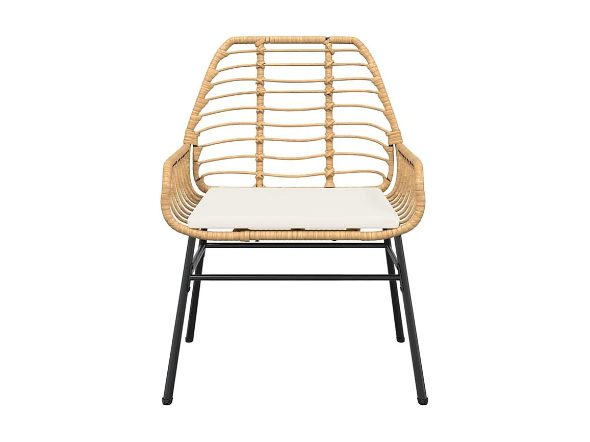 Ensemble à manger jardin coussins 3pcs marron poly rotin verre