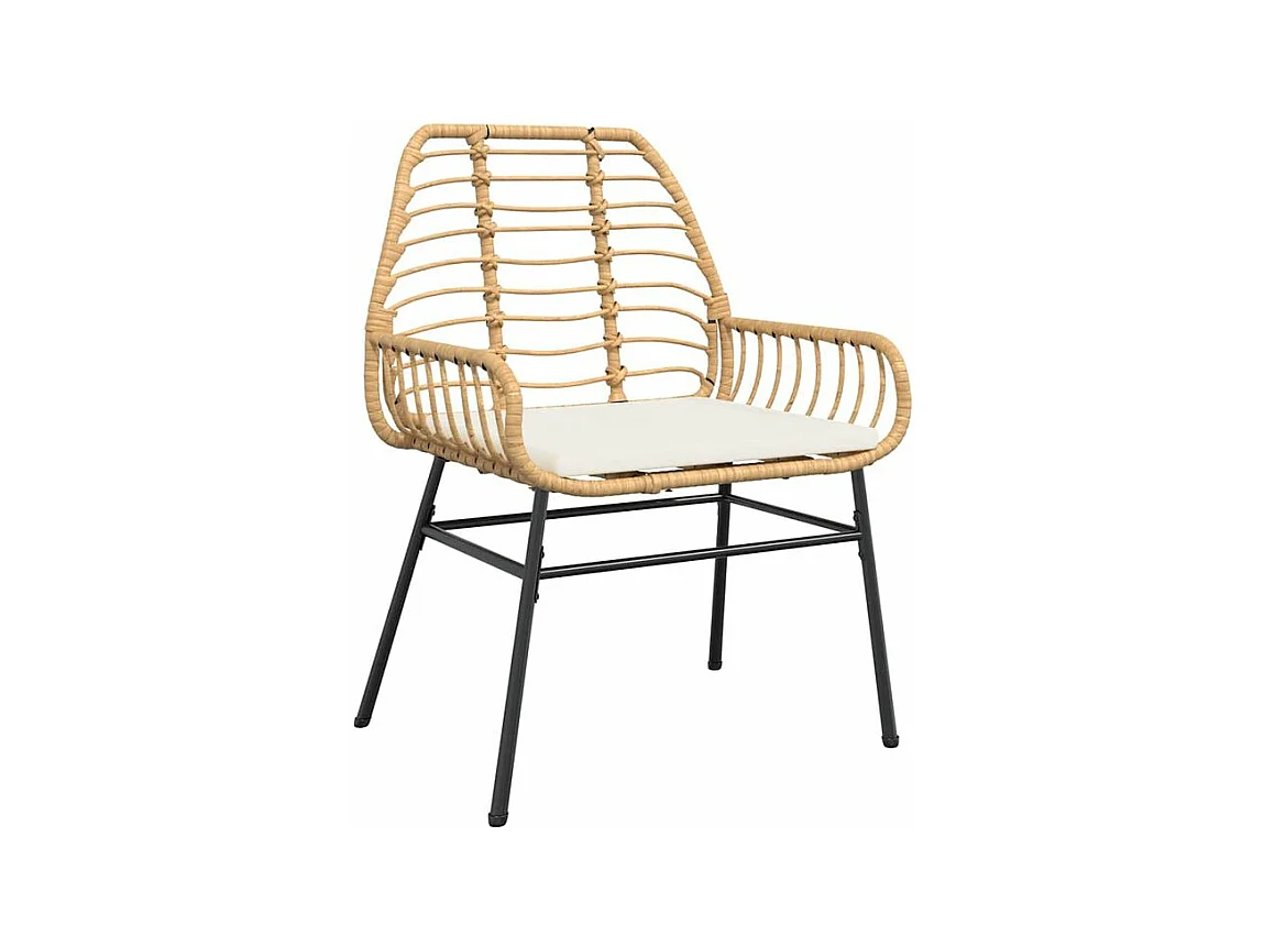 Ensemble à manger jardin coussins 7pcs marron poly rotin verre