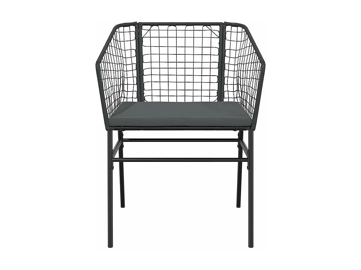 Ensemble à manger de jardin coussins 7pcs noir poly rotin verre