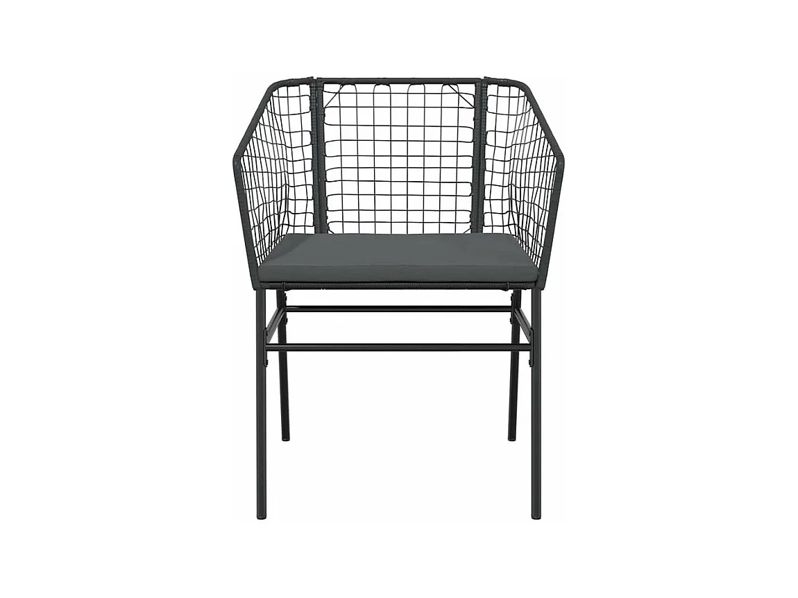 Ensemble à manger de jardin coussins 9pcs noir poly rotin verre