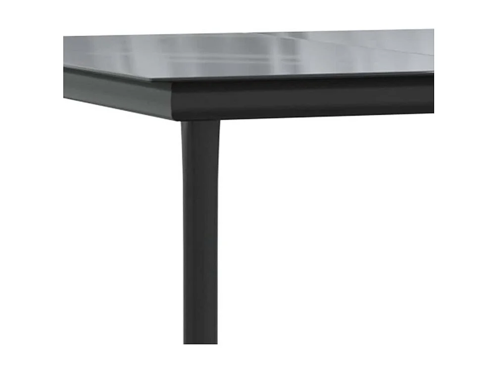 Ensemble à manger de jardin coussins 9pcs noir poly rotin verre