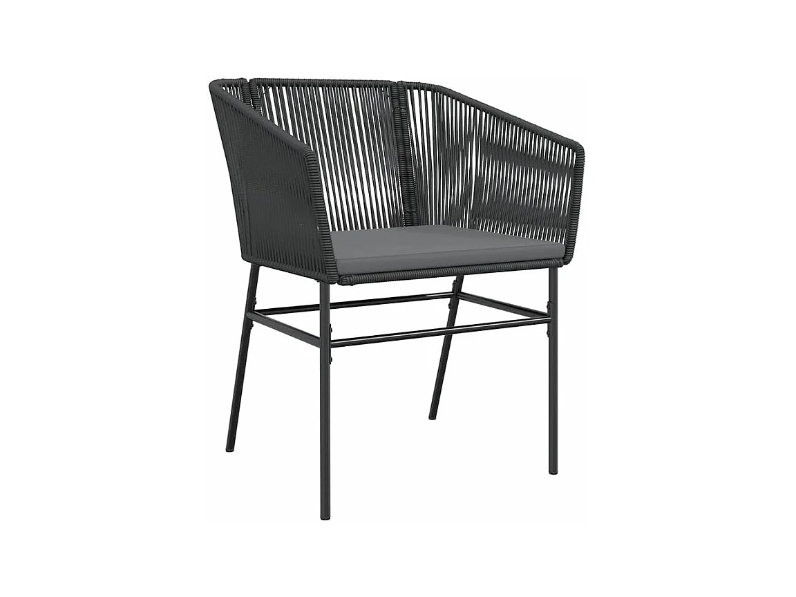 Ensemble à manger de jardin coussins 9pcs noir poly rotin verre