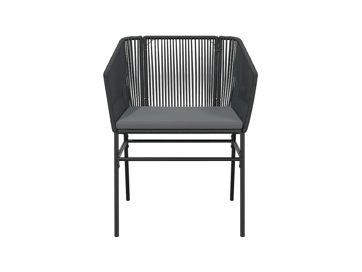 Ensemble à manger de jardin coussins 9pcs noir poly rotin verre