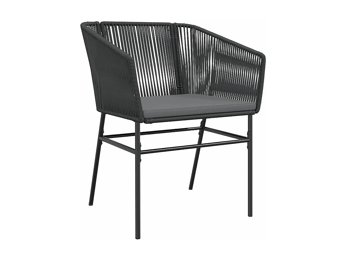 Ensemble à manger de jardin coussins 9pcs noir poly rotin verre