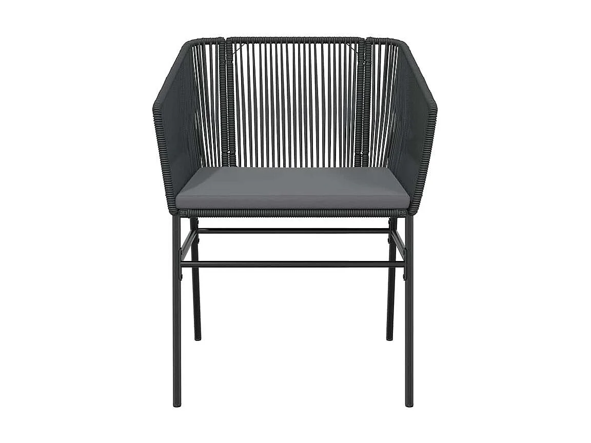 Ensemble à manger de jardin coussins 9pcs noir poly rotin verre