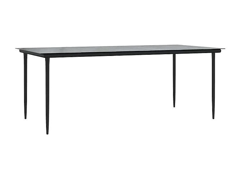 Ensemble à manger de jardin coussins 9pcs noir poly rotin verre