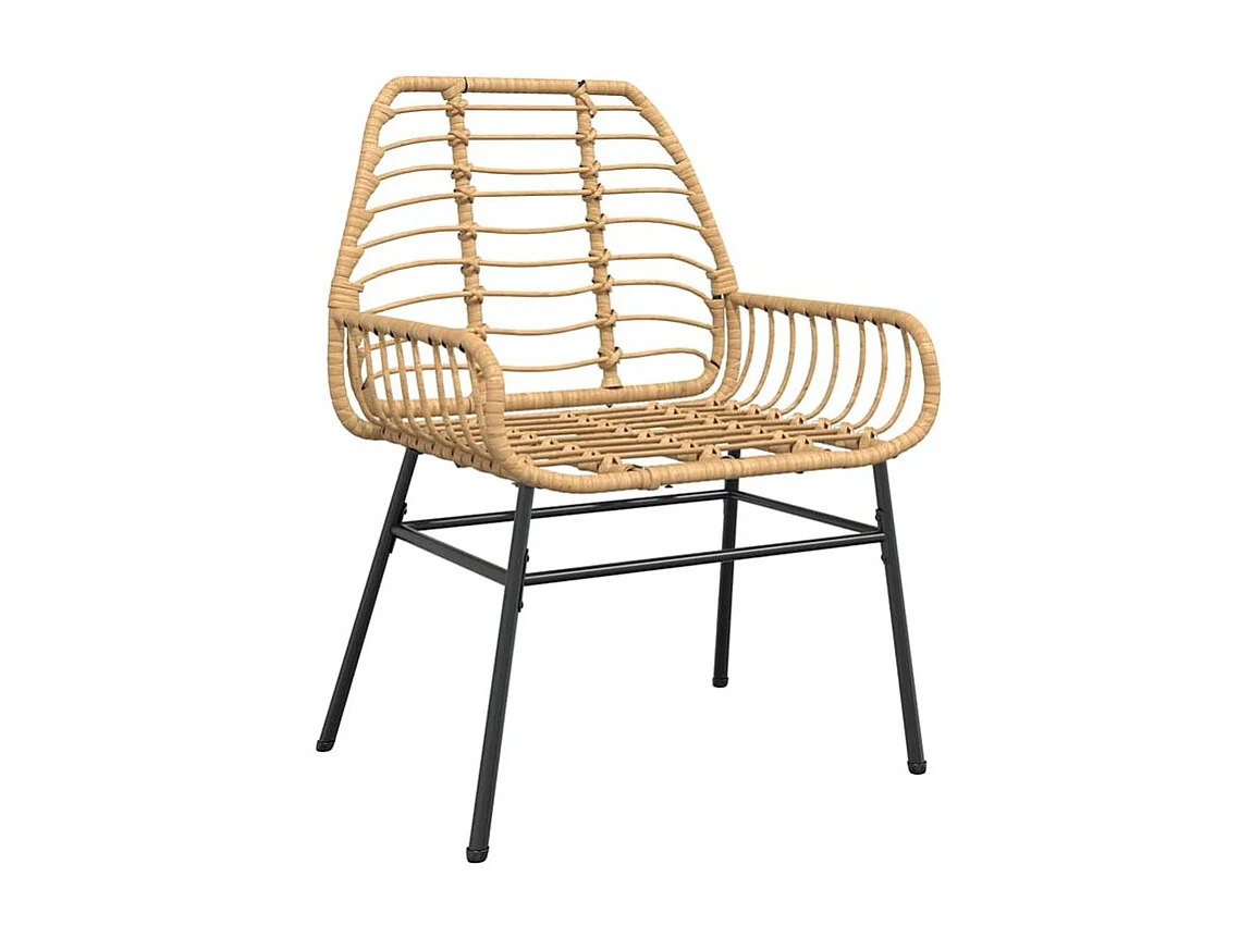 Ensemble à manger de jardin 3pcs marron résine tressée verre