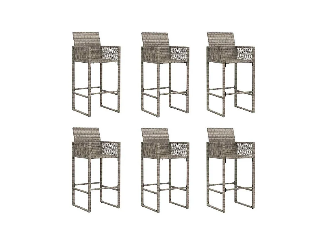 Ensemble de bar de jardin 7 pcs sans coussins gris poly rotin
