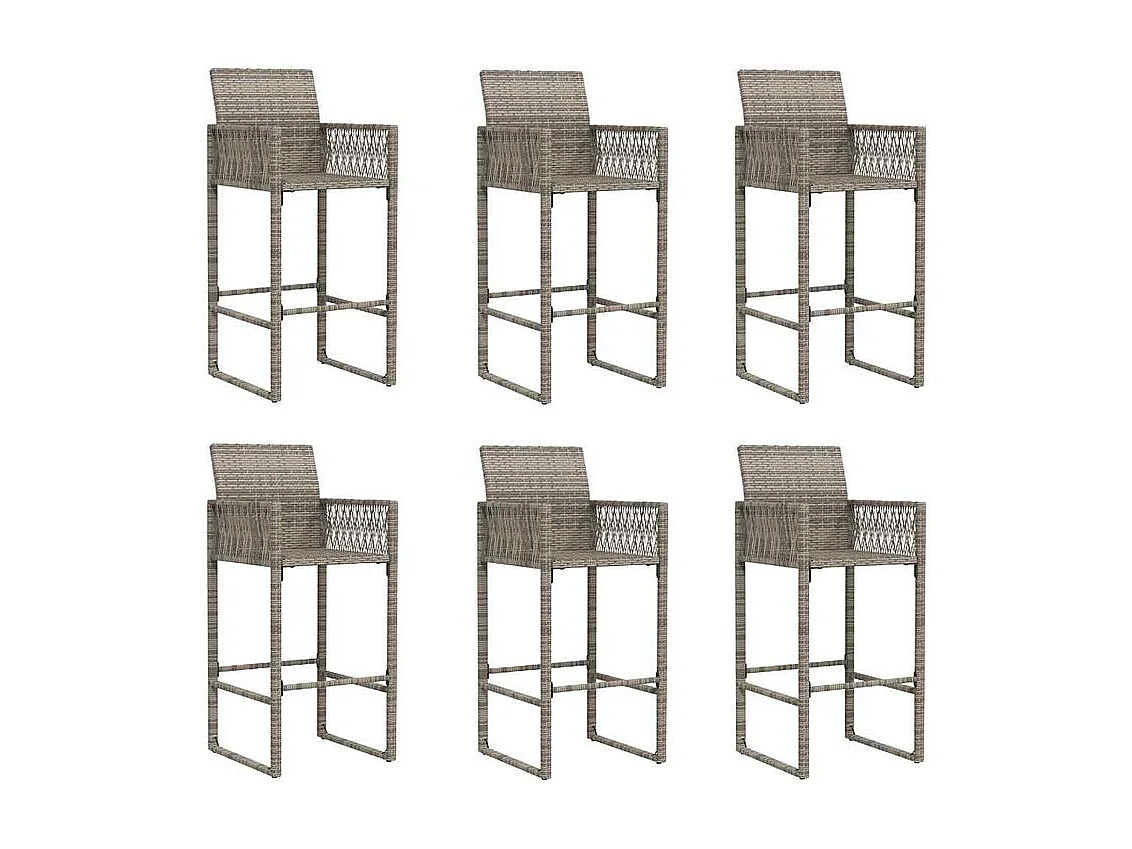 Ensemble de bar de jardin 7 pcs sans coussins gris poly rotin