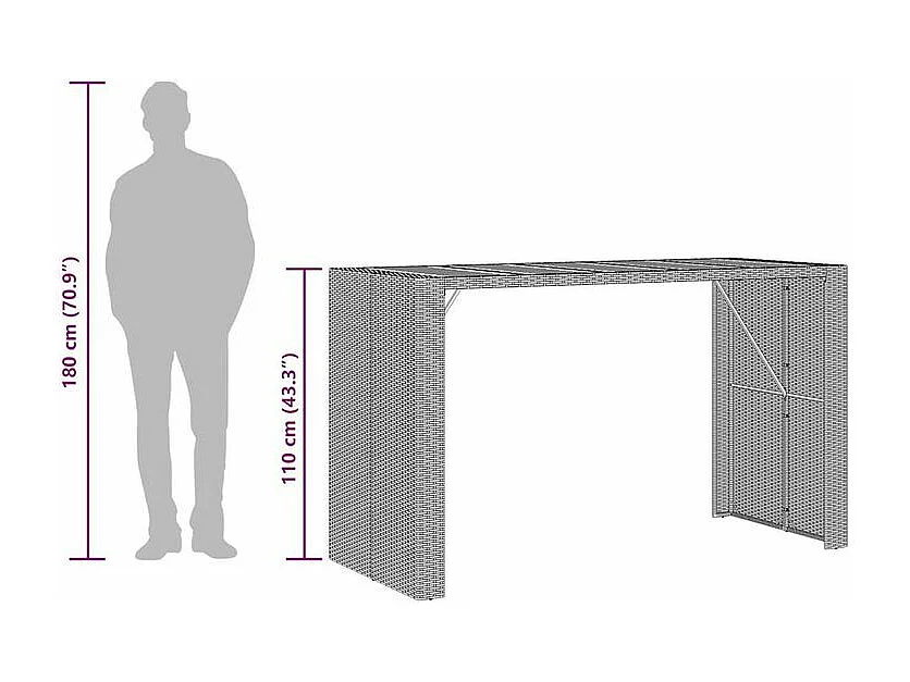 Ensemble de bar de jardin 7 pcs sans coussins gris poly rotin